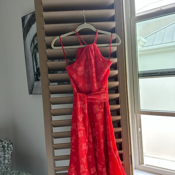 Ralph Lauren's Georgette Tiered Halter Gown Size 2 - Picture 6 of 9